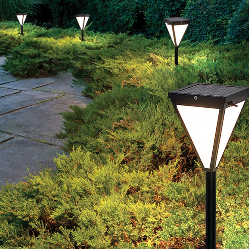 Ray Modern Metal Tapered Solar Outdoor Path Light, Black - Neutral Decor