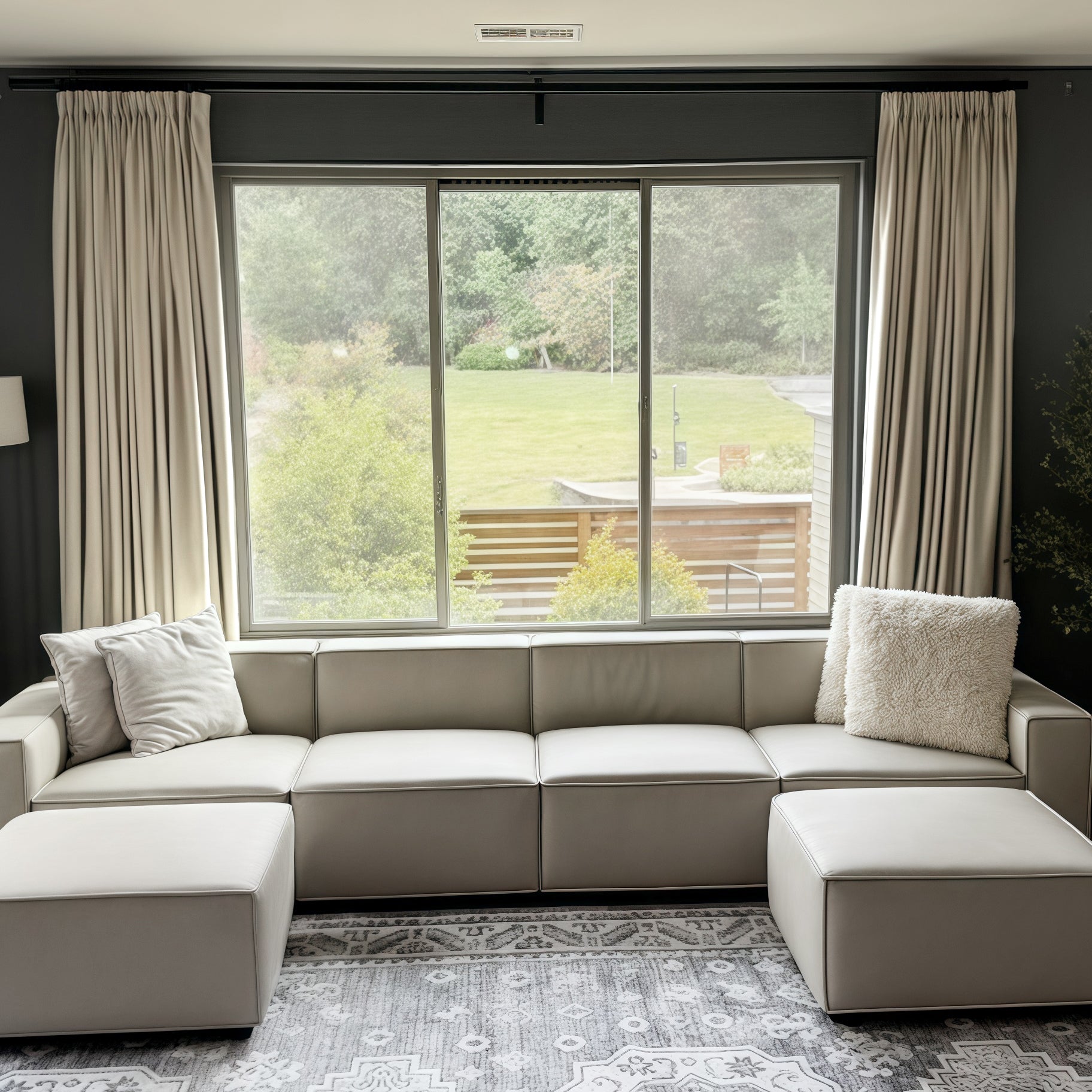 Lily Linen Curtains & Drapes Pleated-Neutral Decor