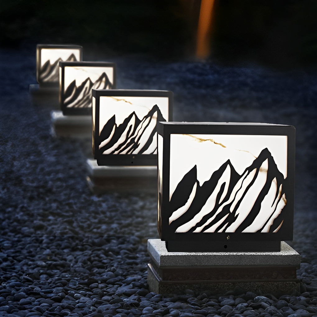 Kace LED Mountain Scenery Steel Outdoor Fence Post Lights
