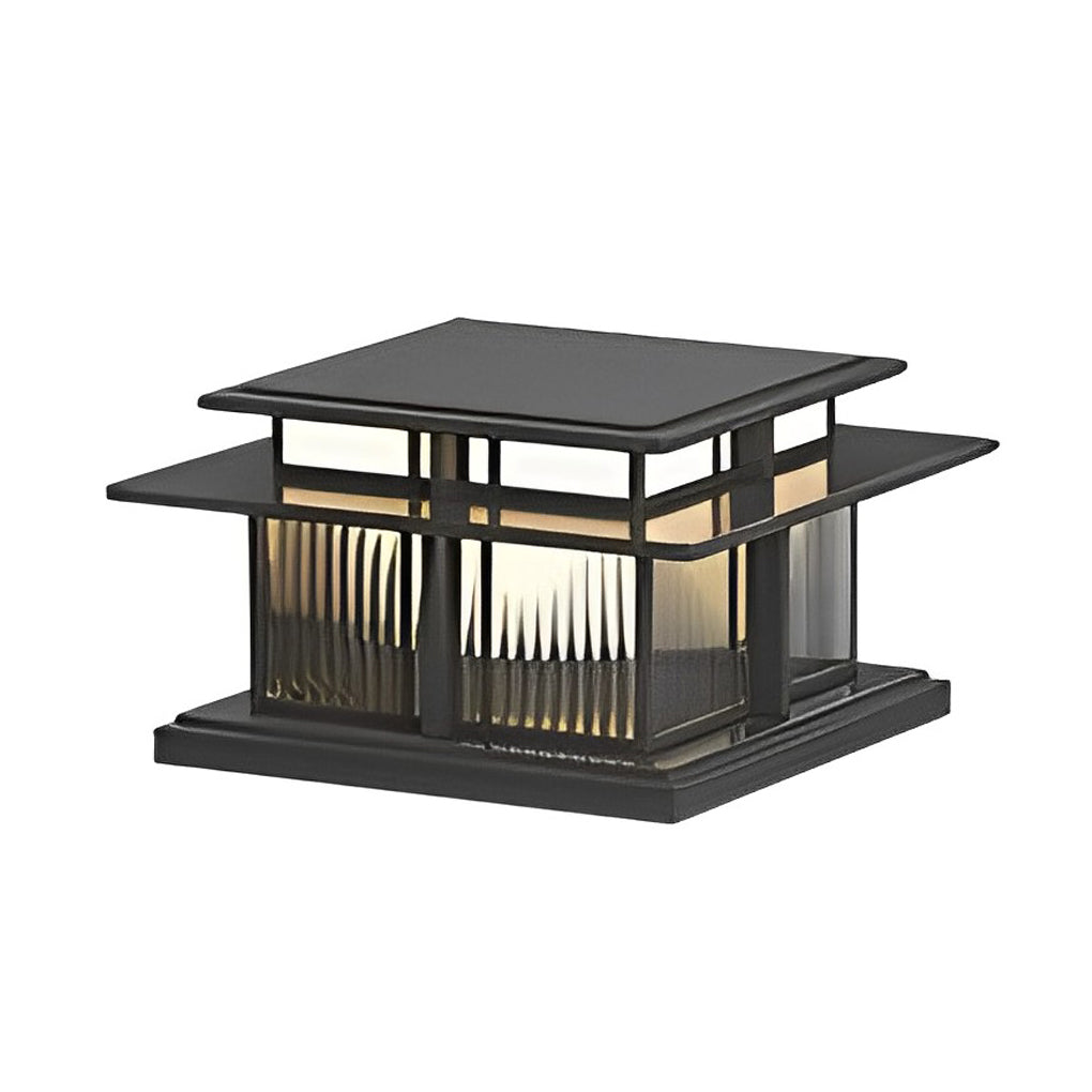 Haylyy Modern Solar Post Caps Glass Outdoor Pillar Light