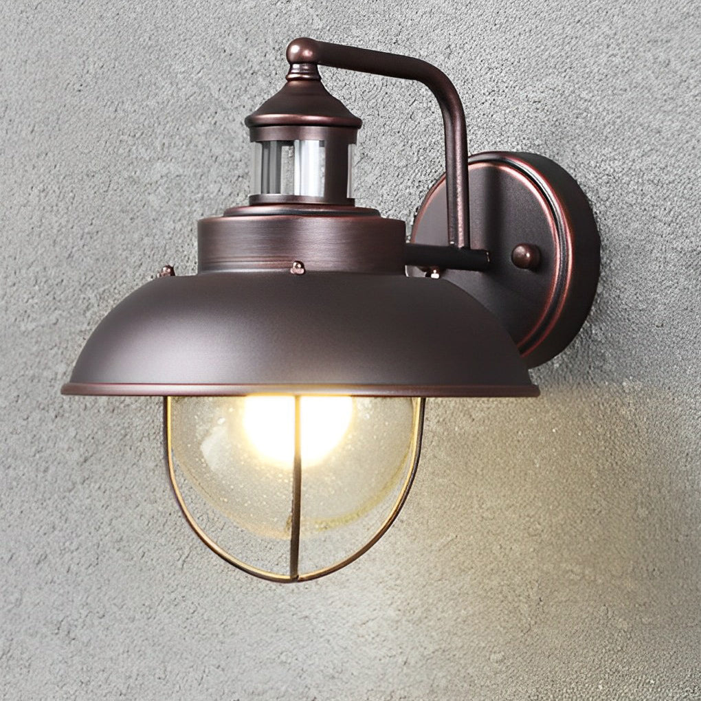 Famou Nautical Cage Seeded Glass Outdoor Wall Light