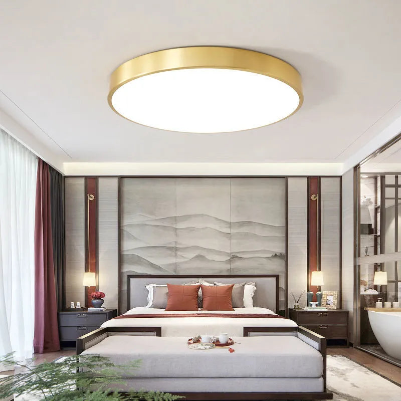 Arisha Nordic LED Gold Round Ceiling Light, Metal & Acrylic - Neutral Decor