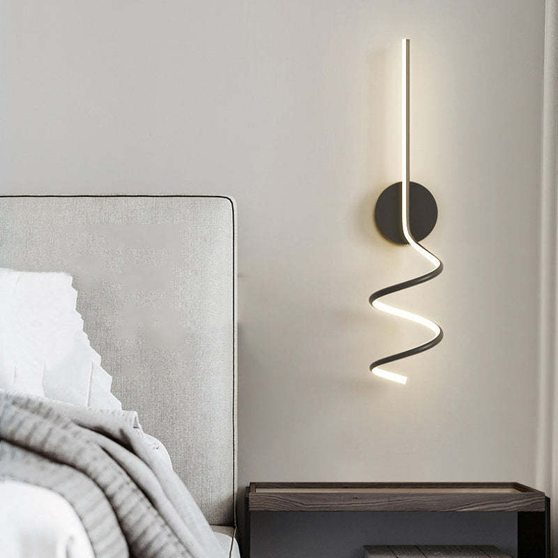 Arisha Modern LED Art Interior Wall Light Spiral, Black & White - Neutral Decor