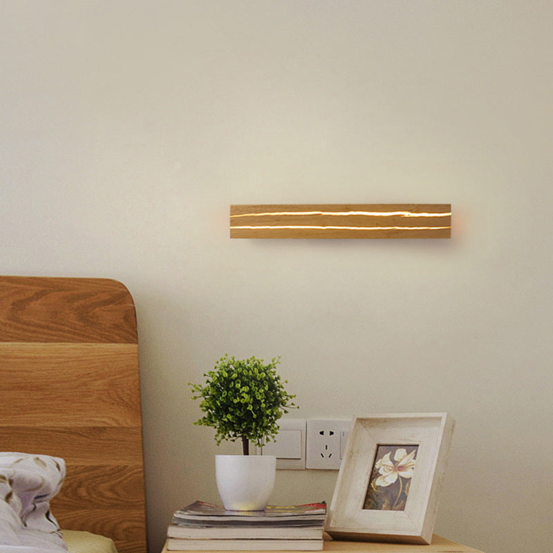Muto Rotatable Crackle Nature Wood Board LED Wall Lamp - Neutral Decor