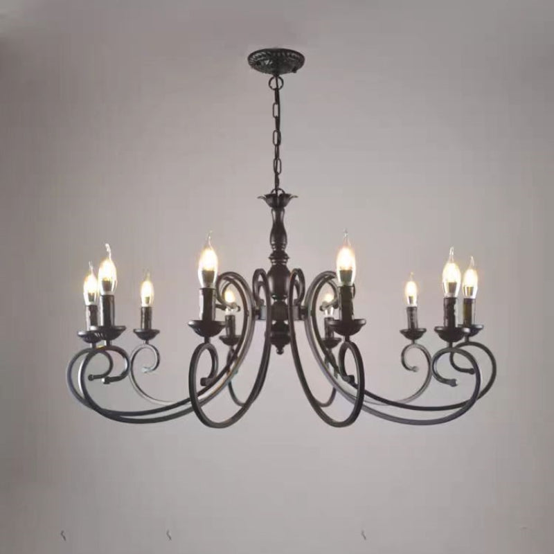 Silva Creative Retro Candle Chandelier Black Metal Bedroom - Neutral Decor
