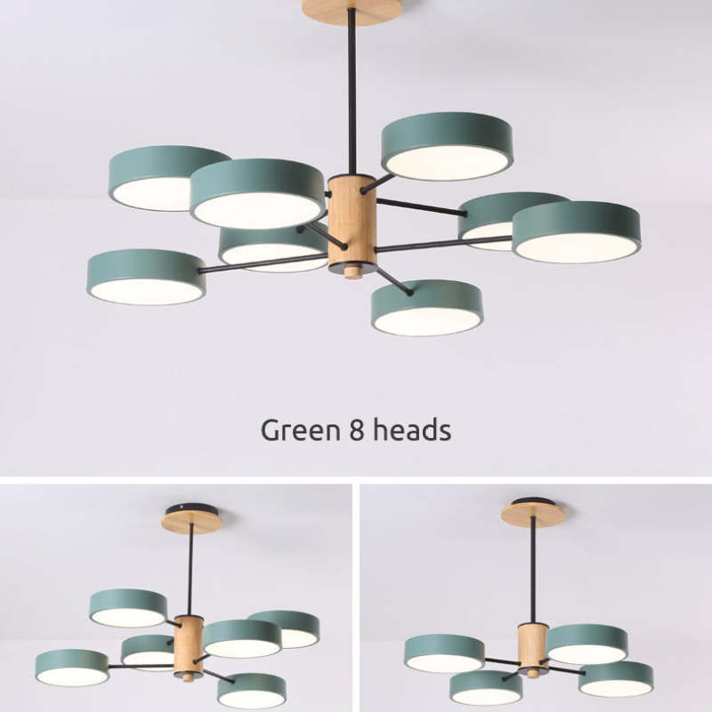 Arisha Art Deco Pendant Light, White/Green/Grey,Metal/Wood - Neutral Decor