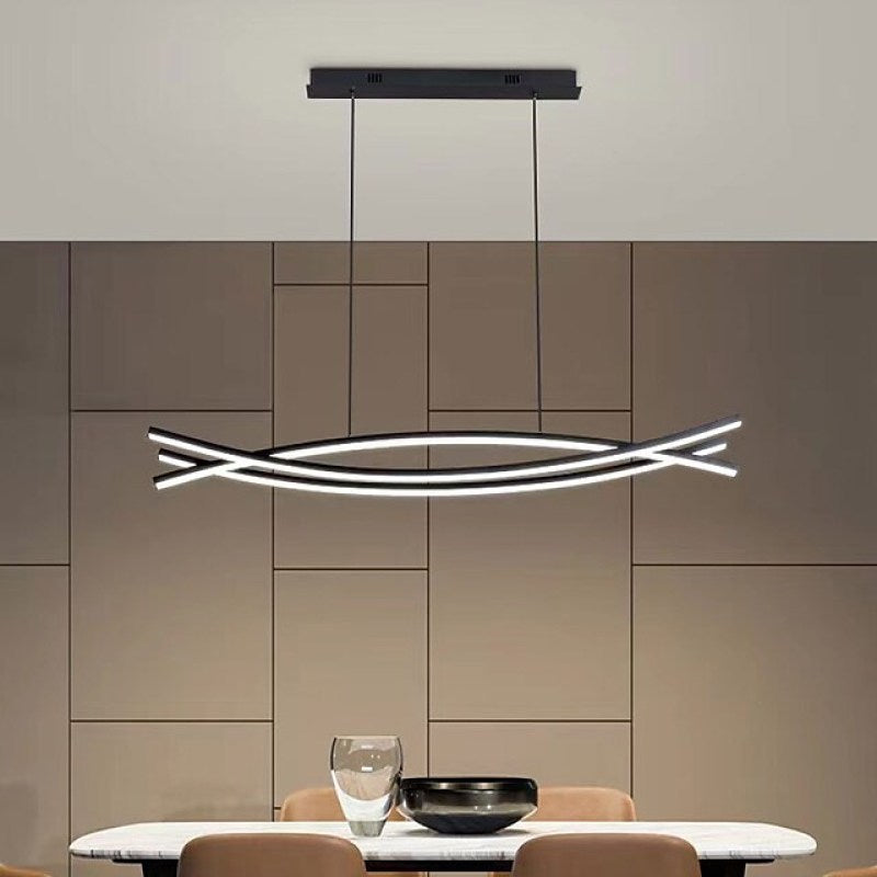 Arisha Modern Linear Metal Pendant Light, Black - Neutral Decor