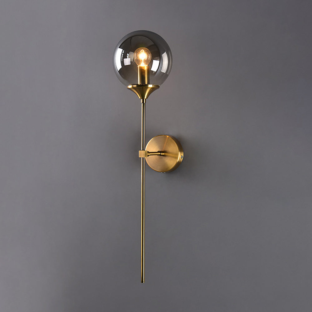 Valentina Modern Globe Metal/Glass Wall Lamp, Gray/Amber/Clear/White - Neutral Decor