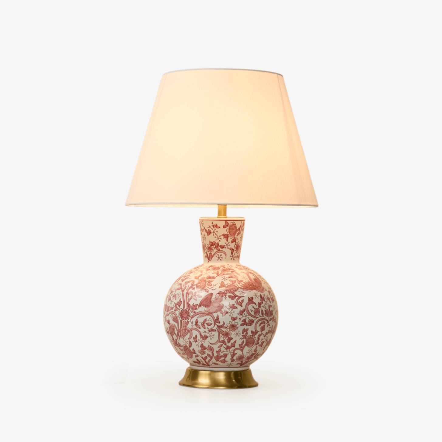 Coral Bird Floral Ceramic Table Lamp-Neutral Decor