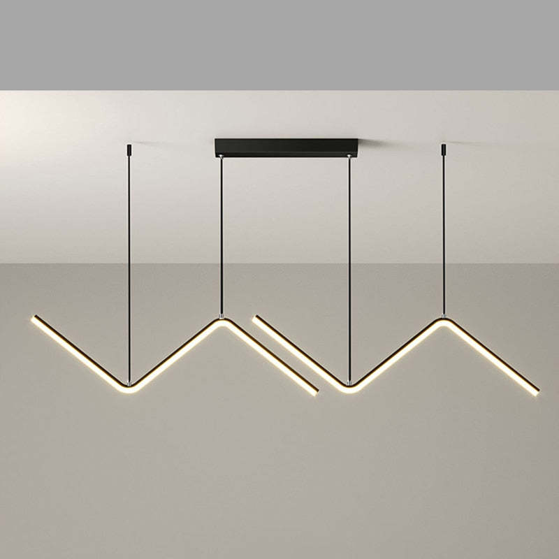 Arisha Modern Wavy linear Pendant Light Double, Black/Gold - Neutral Decor