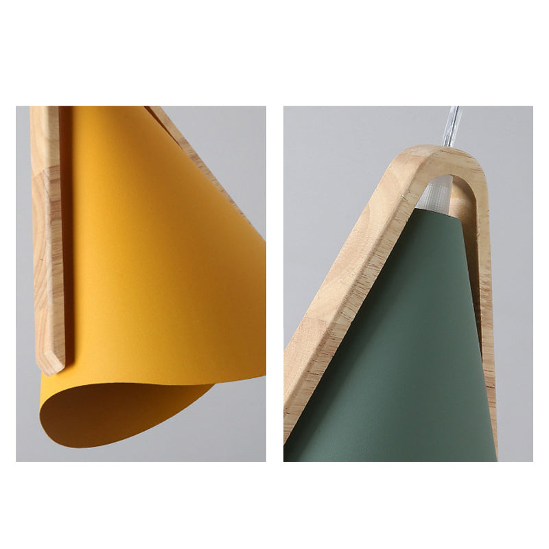 Valentina Modern Cone Pendant Light, Wood/Metal - Neutral Decor