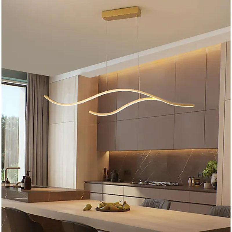 Arisha Curved Linear Pendant Light, Black/Gold - Neutral Decor