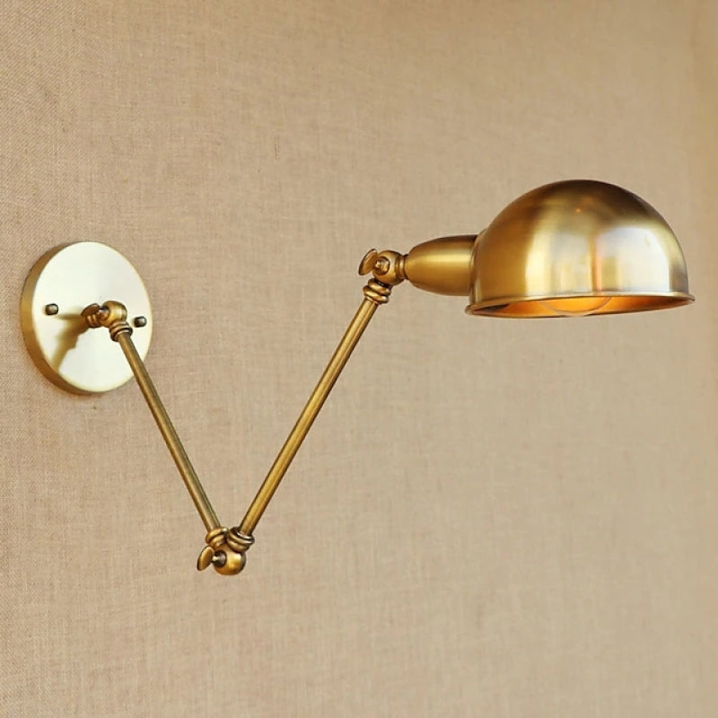 Epoch Vintage Semi-sphere Metal Swing Arm Foldable Wall Lamp, Bronze - Neutral Decor