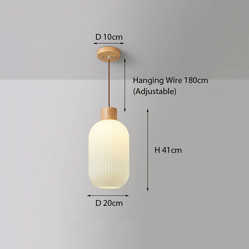 Muto Modern Wood/Glass Pendant Light, White - Neutral Decor