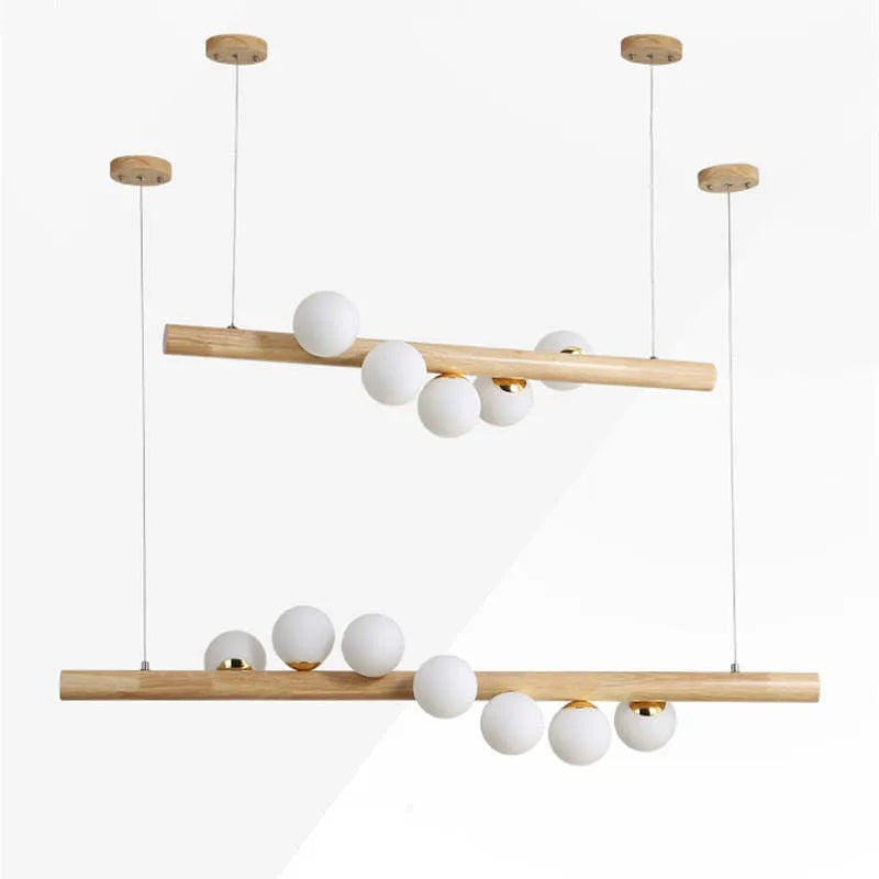 Valentina Glass Bubble Pendant Light Wood/Walnut - Neutral Decor