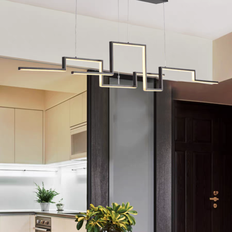 Arisha Designer Linear Metal Pendant Light, Black/Gold - Neutral Decor
