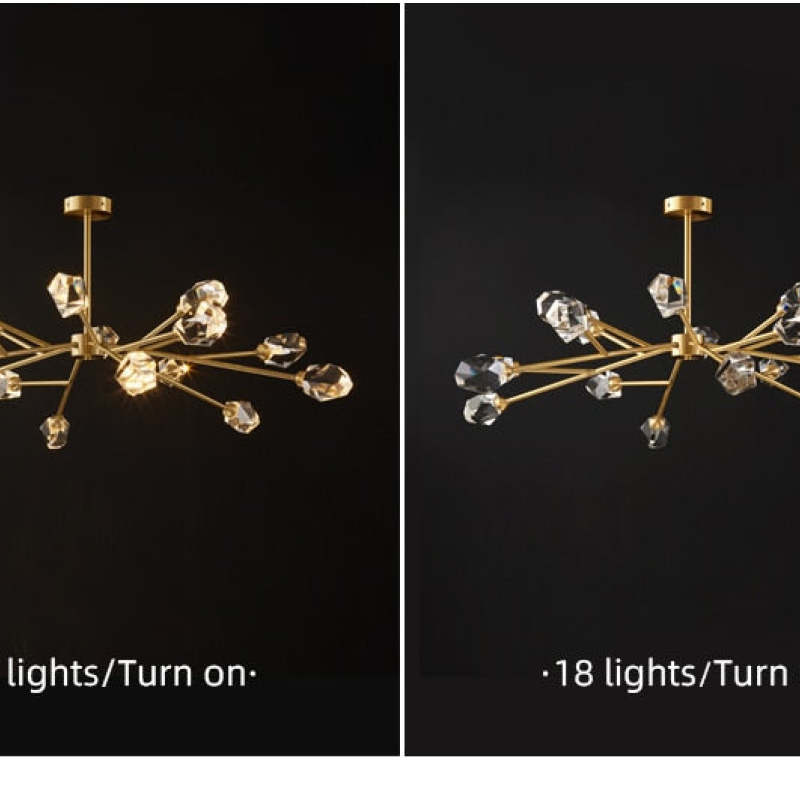 Kristy Luxurious Crystal Chandelier Living Room Golden - Neutral Decor