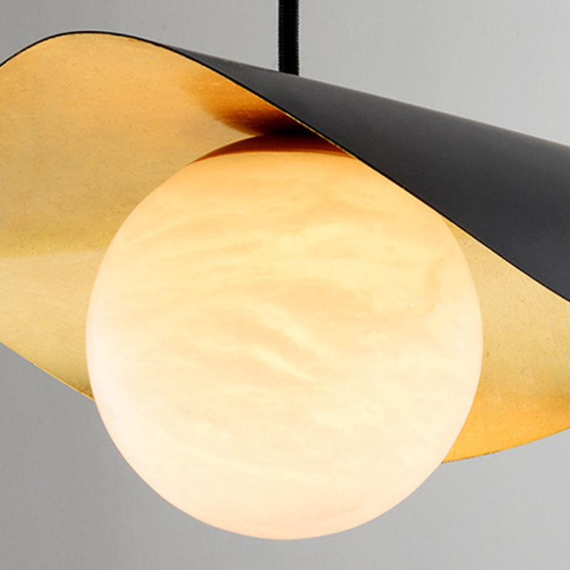 Arisha Modern Nordic Minimalist Metal/Marble Pendant Light, Black - Neutral Decor