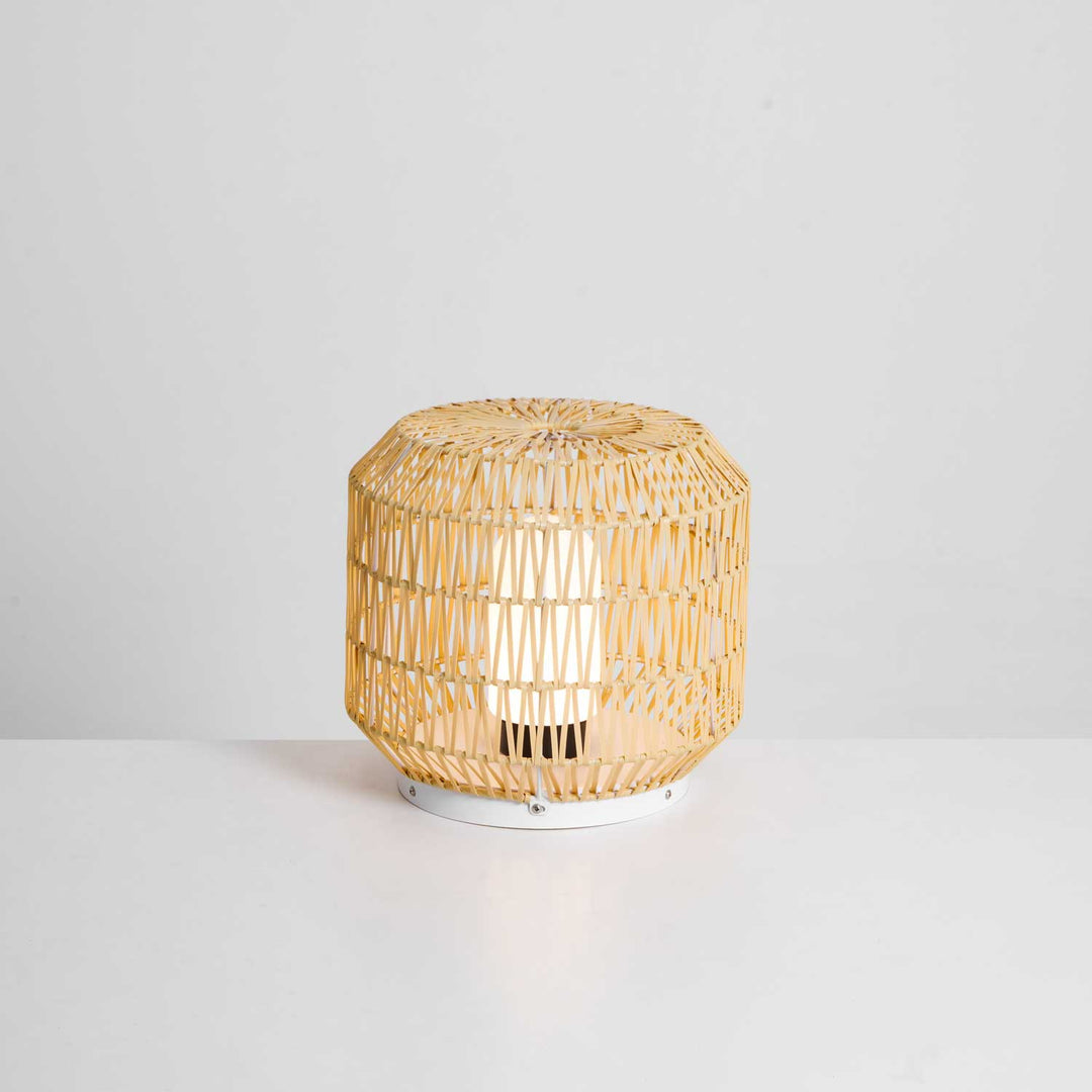 Woven rattan outdoor lamp in a different size option.