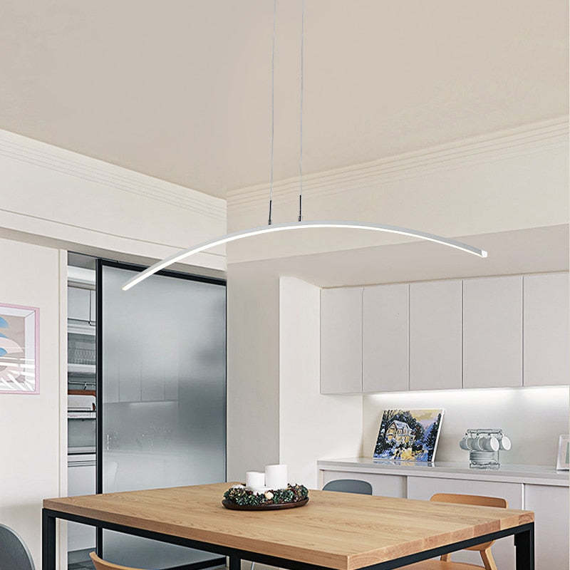 Arisha Curved Linear Pendant Light for Dining Room, Black/White - Neutral Decor