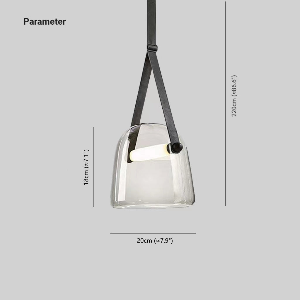 Valentina Modern Nordic Leather/Glass Pendant Light, Grey/White - Neutral Decor