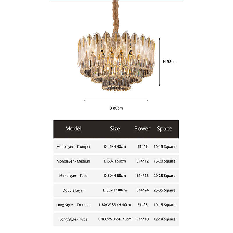 Arisha Luxury Feather Crystal Chandelier, Living Room - Neutral Decor