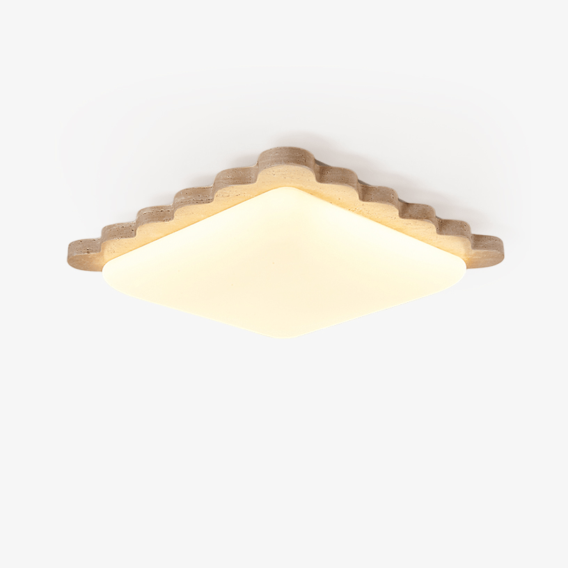 Travertine Scallop Edge Ceiling Light-Neutral Decor