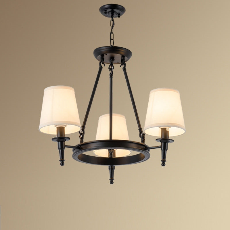 Silva vintage Ring Metal/Fabric Chandelier, Black/Copper - Neutral Decor