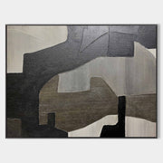 Black And Grey Abstract Painting ABAH62 - Neutralighting