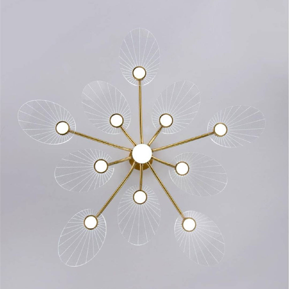 Arisha Art Deco Leaf Metal/Acrylic Chandelier, Gold - Neutral Decor