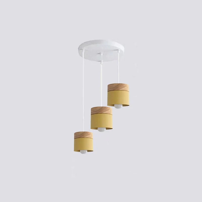 Valentina Modern Can Shape Metal/Wood Pendant Light - Neutral Decor