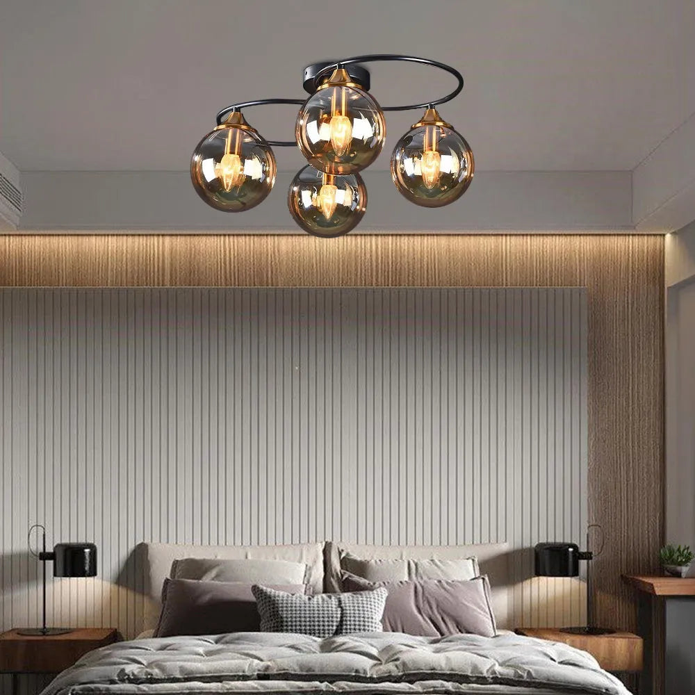 Valentina Nordic Bubble Glass Ceiling Light, Gray/Amber - Neutral Decor