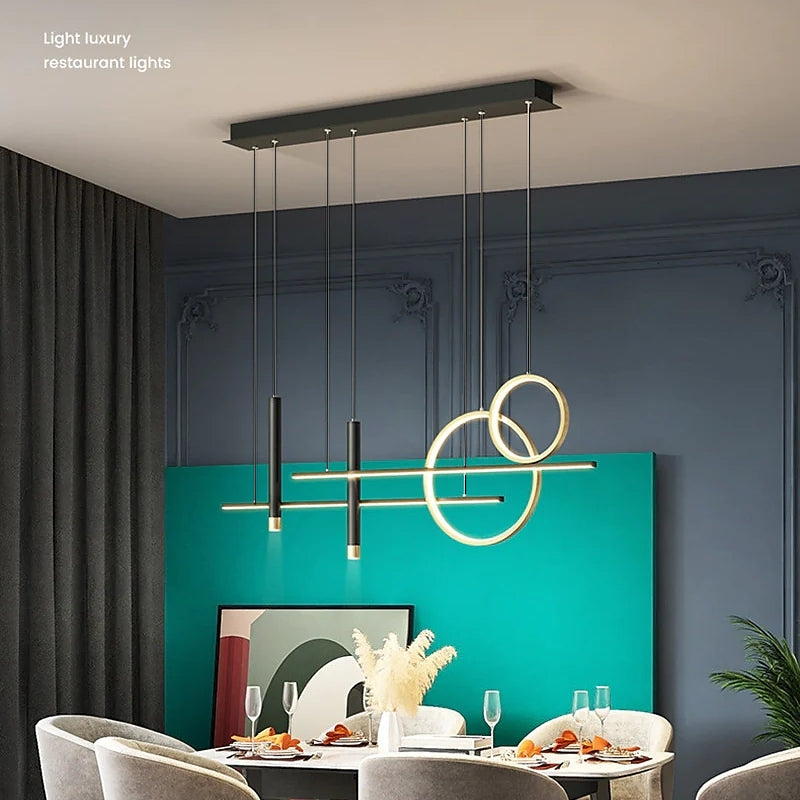 Arisha Modern Pendant Light LED, Double Circle, Gold/Black - Neutral Decor