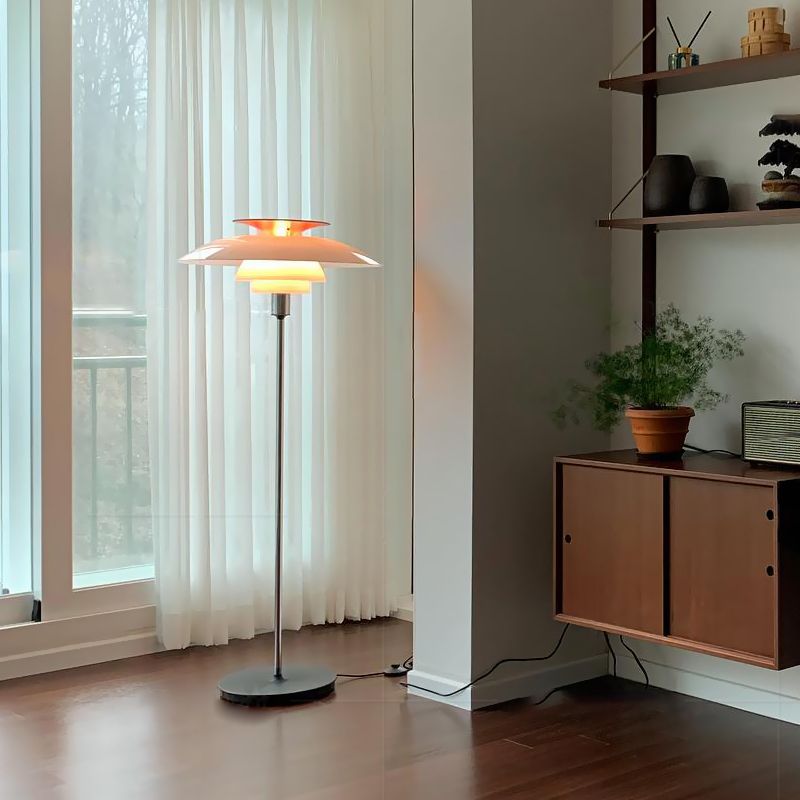 Salgado Modern Flying Saucer Metal Acrylic Floor Lamp - Neutral Decor