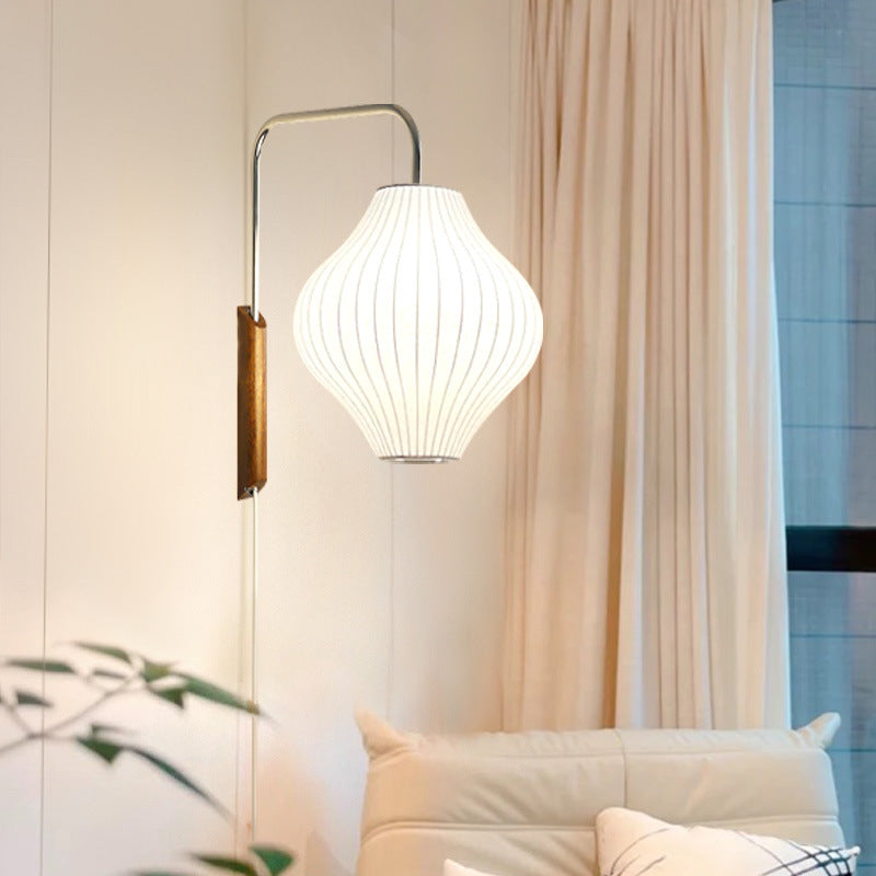 Ritta Indoor Wall Lamp Wood Living Room Modern Fabric Round - Neutral Decor