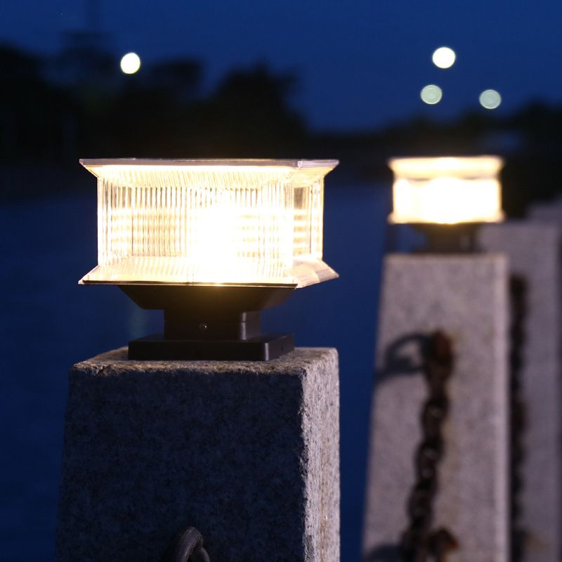 Ray Contemporary LED Rectangular Metal Acrylic Outdoor Lamp, Black - Neutral Decor