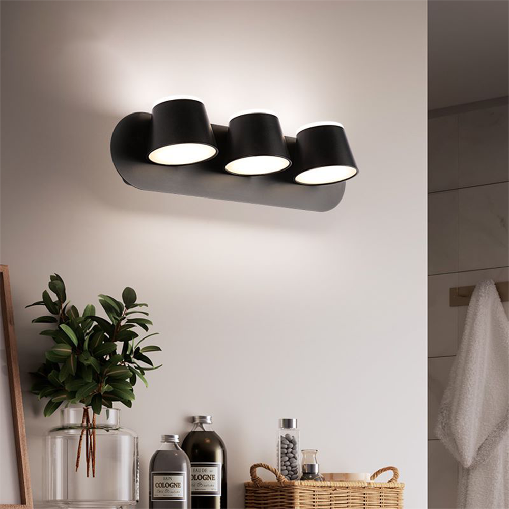 Arisha Modern Cylindrical Metal Mirror Front Wall Lamp, Black - Neutral Decor