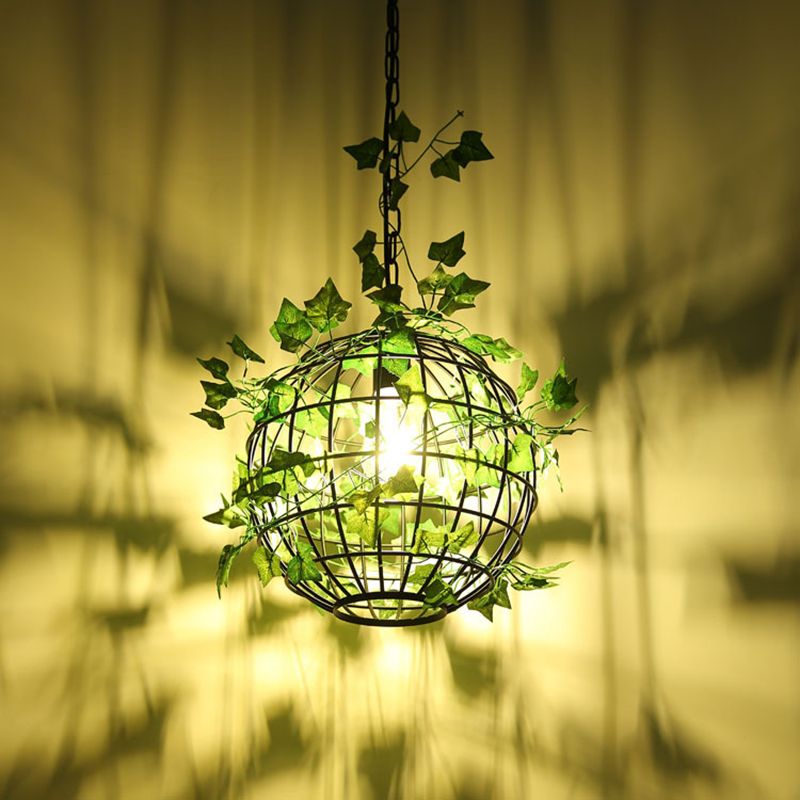 Ritta Rustic Plant Art Deco Globe Vine Pendant Light - Neutral Decor