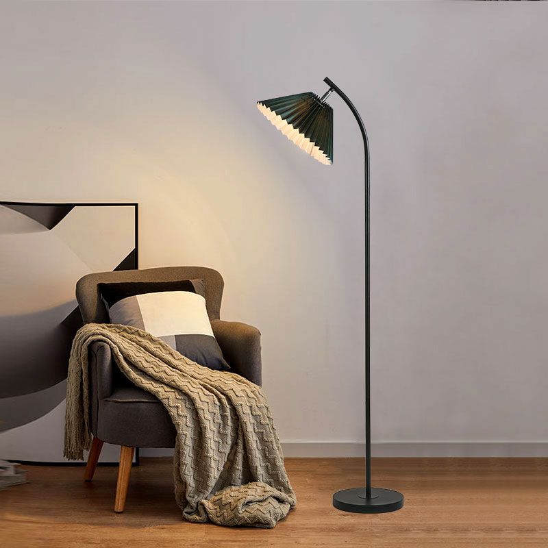 Ozawa Modern Arc Pleated Metal Fabric Floor Lamp, 3 Color - Neutral Decor