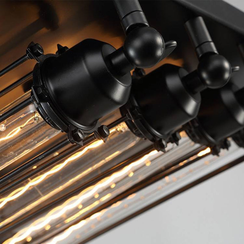 Austin Vintage Tubed Metal Flush Mount Ceiling Light, Black, Living Room - Neutral Decor