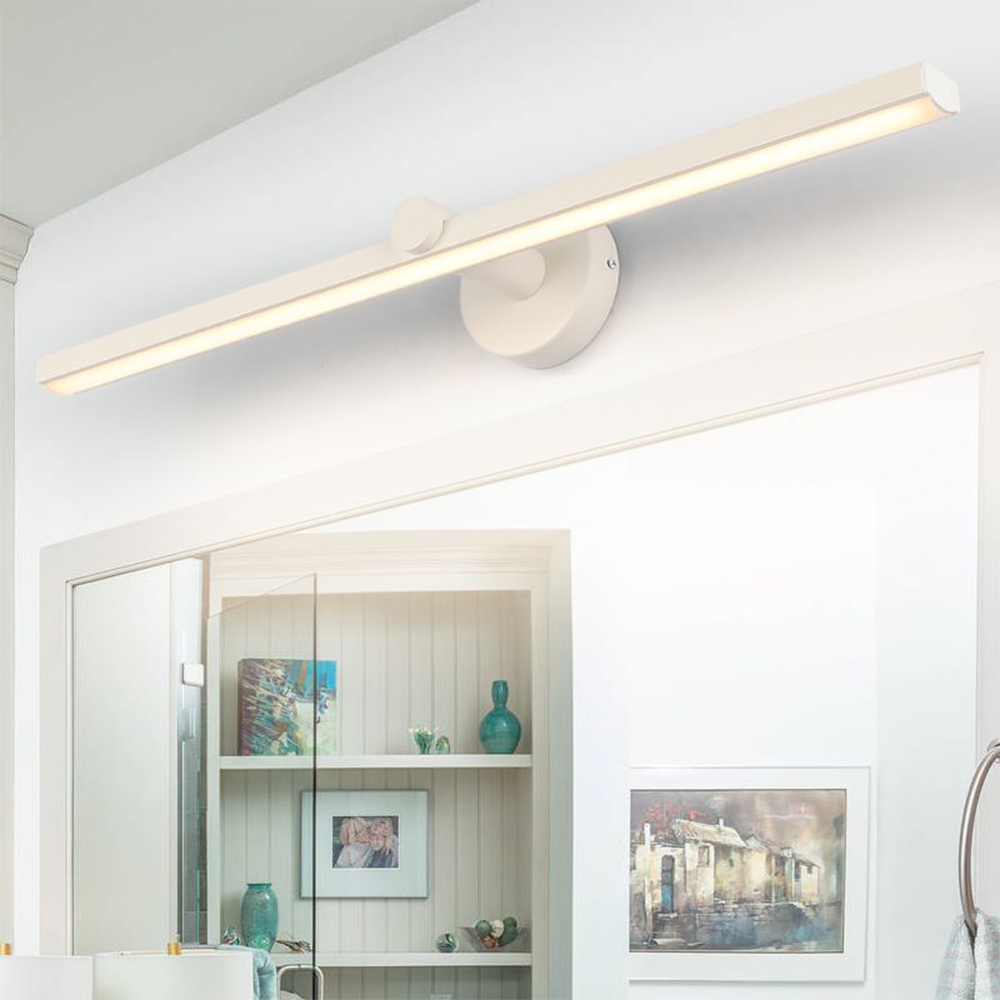 Arisha Minimalist Linear Acrylic Mirror Front Wall Lamp, White - Neutral Decor