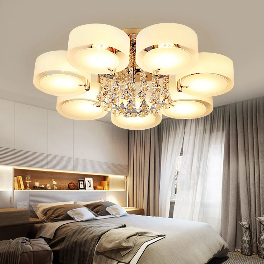 Arisha Flush Mount Ceiling Light Glass White Modern Round Hallway - Neutral Decor