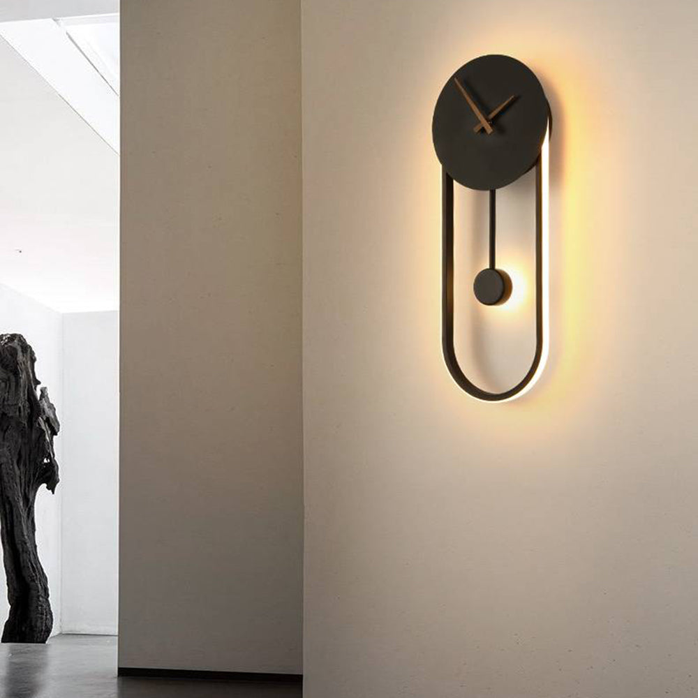 Arisha Nordic Clock Wall Lamp, Gold & Black - Neutral Decor
