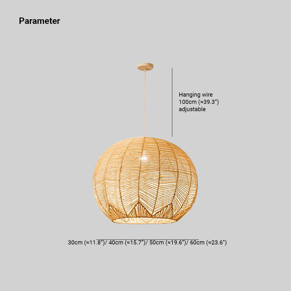Ritta Designer Round Handmade Rattan Pendant Light, Dining Room - Neutral Decor