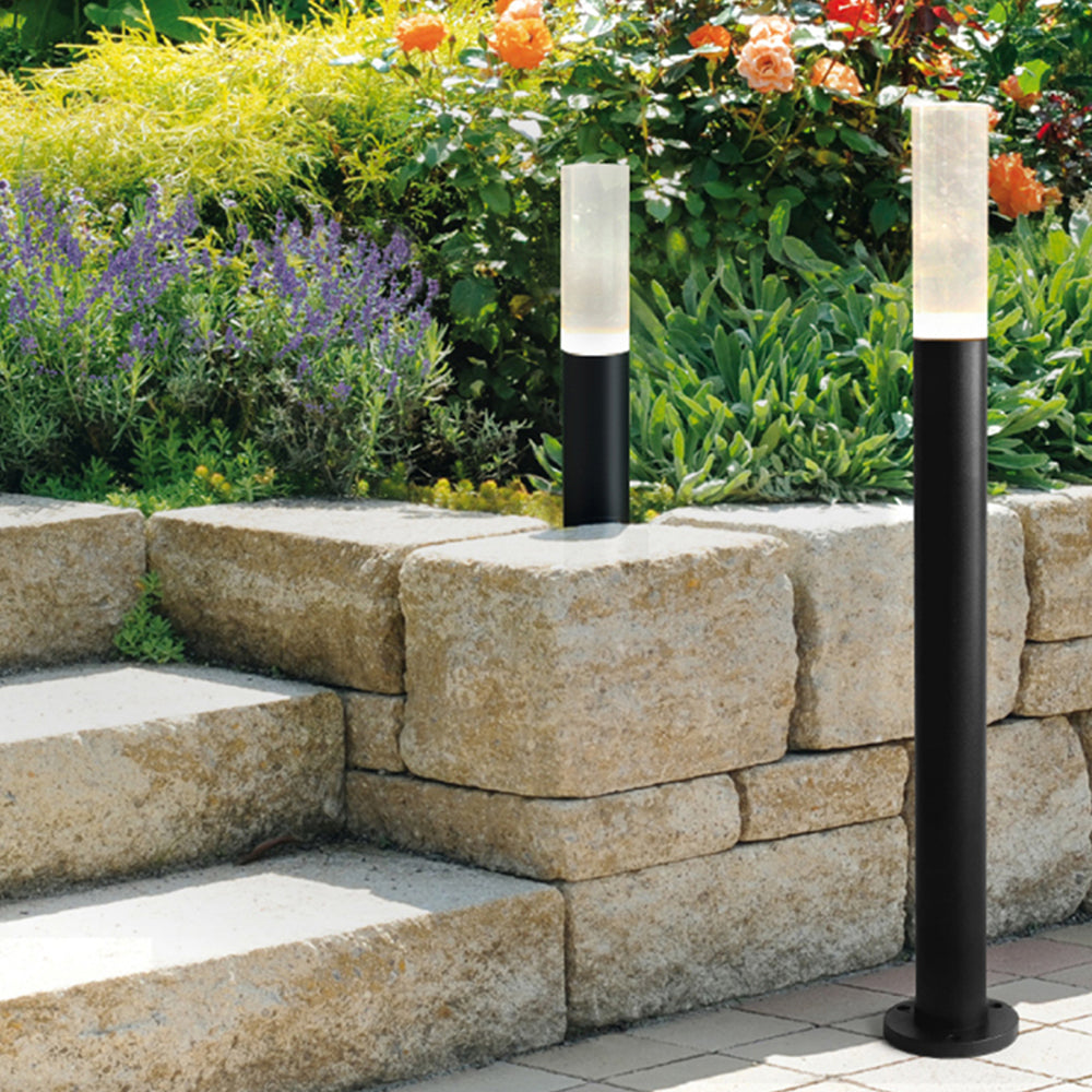Ray Metal Cylindrical Outdoor Path Light, Black - Neutral Decor