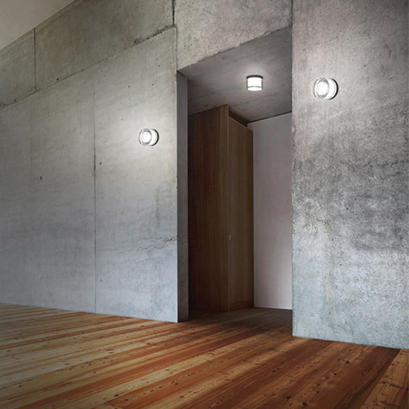 Ray Modern Mini Drum Metal/Acrylic Outdoor Wall Lamp, Transparent - Neutral Decor