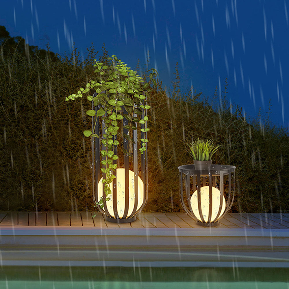 Ray Modern Globe Solar/Rechargeable Outdoor Floor Lamp, Black - Neutral Decor