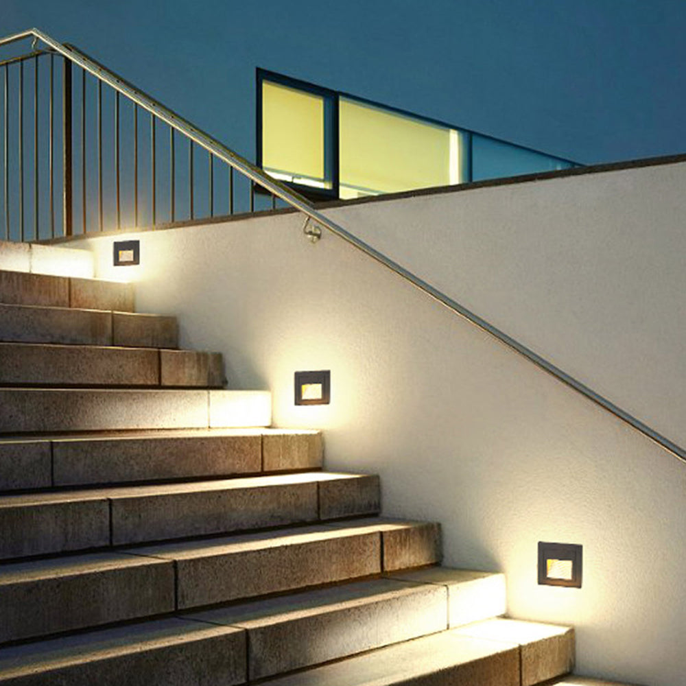 Ray Modern Metal Square Outdoor Deck/Step Light, Black - Neutral Decor