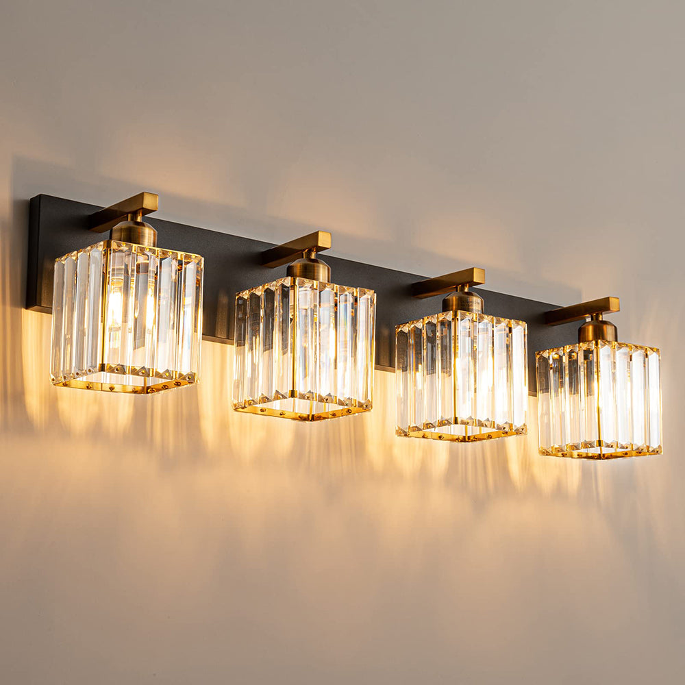 Kristy Vintage LED Metal/Crystal Wall Lamp For Mirror, Gold - Neutral Decor