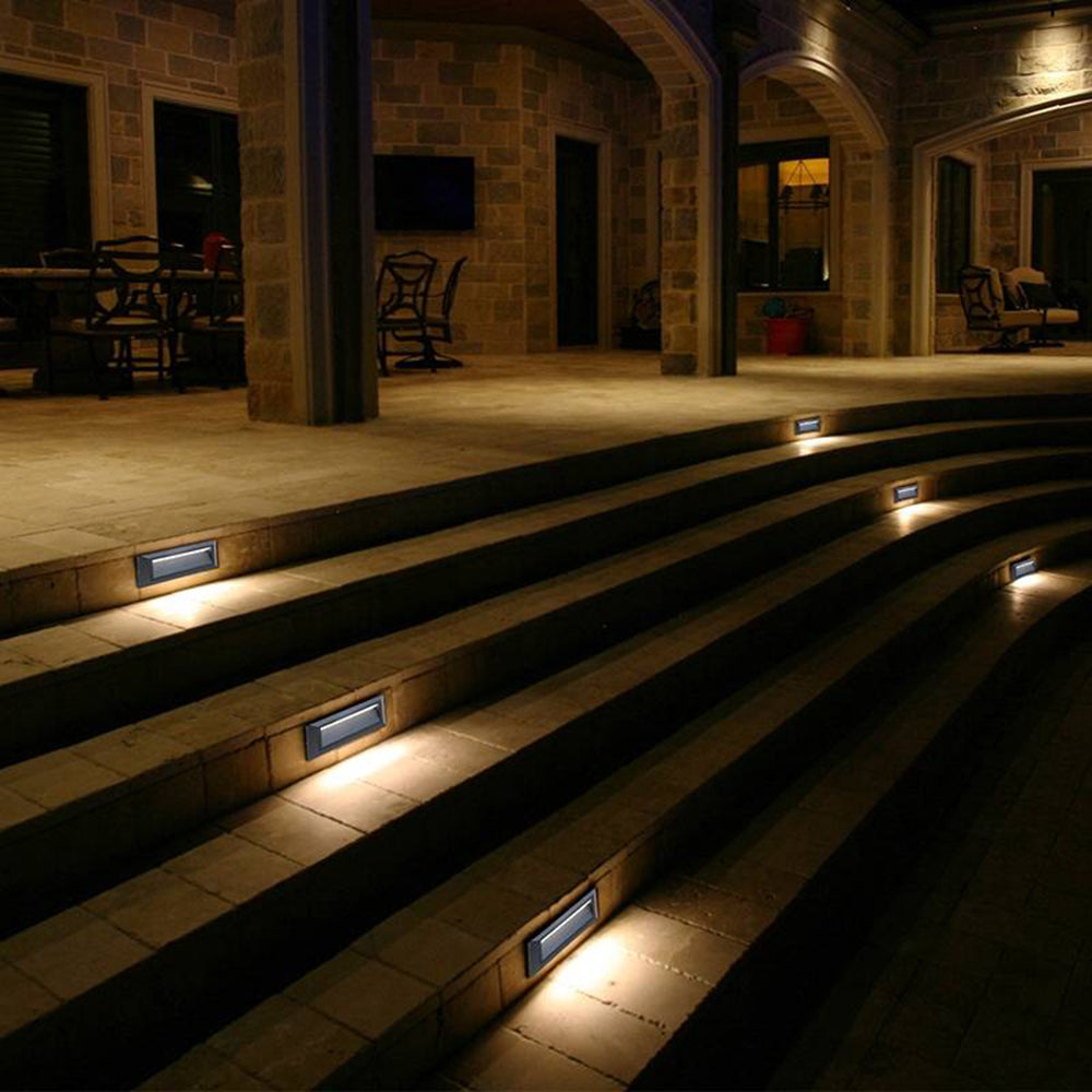 Ray Modern Metal Rectangular Outdoor Deck/Step Light, Black - Neutral Decor